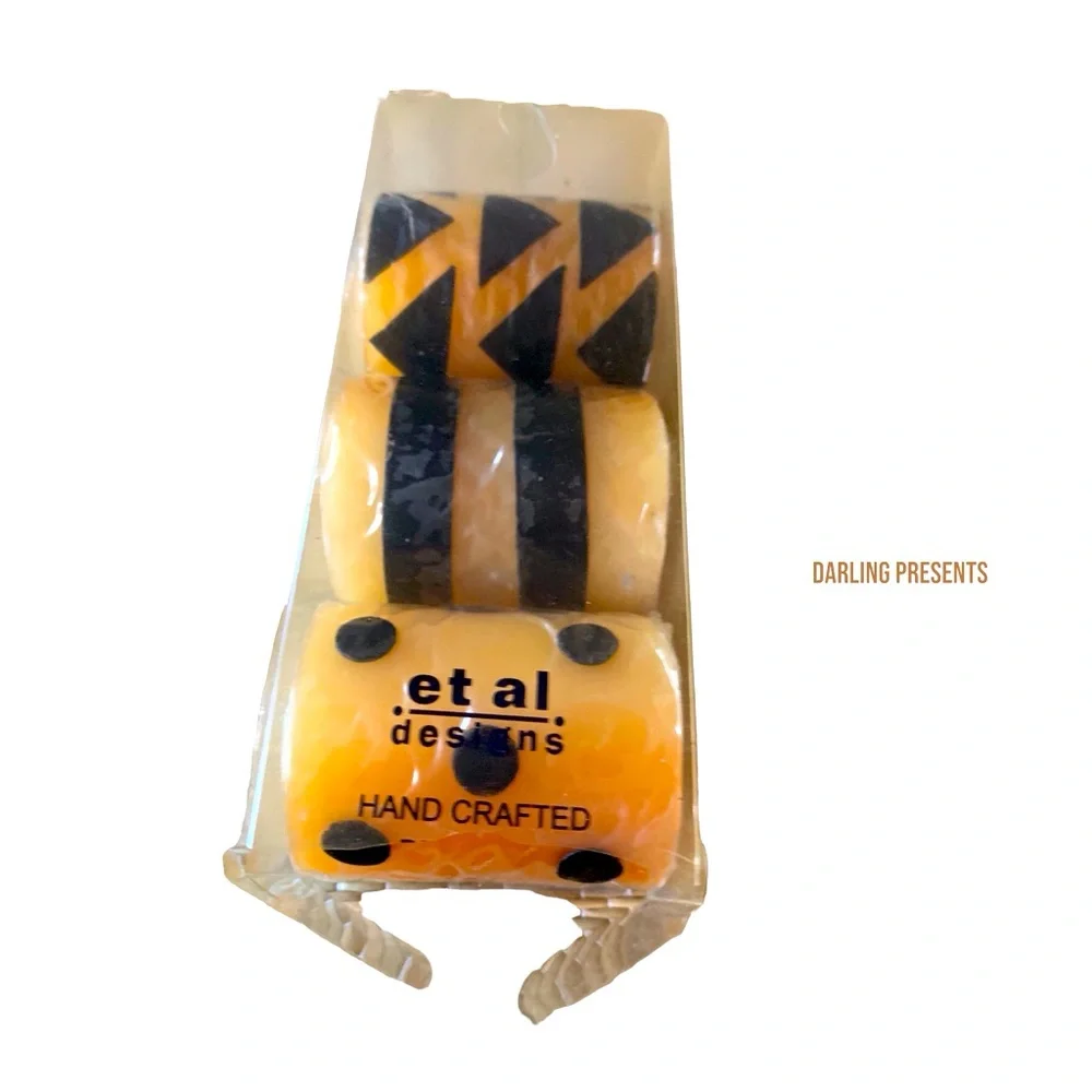 ET AL Design Hand Crafted Bees Wax Candles Color Yellow & Black